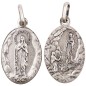Médaille vieil argent ovale H. 1.9 cm double face ND de Lourdes / Apparition.