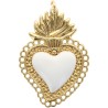 Pendentif de l'EX-VOTO en laiton doré supérieur, H, 4 cm, avec cœur émaillé. Existe de différentes couleurs.