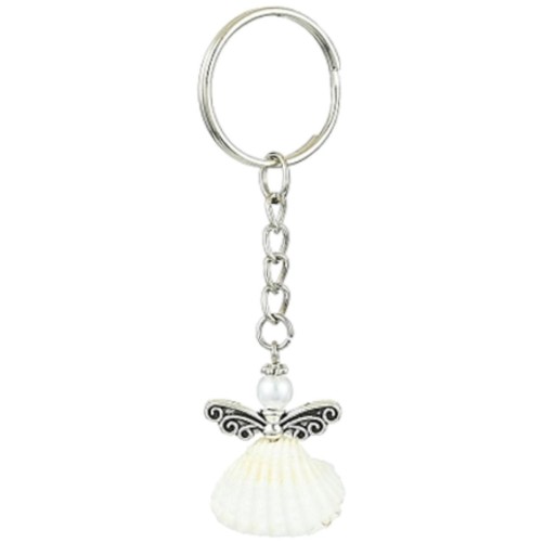 Porte-clés ange avec une robe coquille, H. 3 cm.