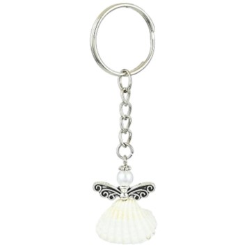 Porte-clé ange avec une robe coquille H. 3 cm..