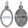 Médaille métal de couleur argentée ovale avec rebord effet dentelle H.1,5 cm avec résine. Disponible avec différents Saints.