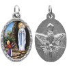 Médaille ovale métal argenté, rebord torsadé, résine. H : 2,5 cm. Différents Saints disponibles.