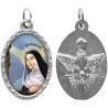 Médaille ovale métal argenté, rebord torsadé, résine. H : 2,5 cm. Différents Saints disponibles.