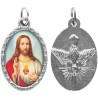 Médaille ovale métal argenté, rebord torsadé, résine. H : 2,5 cm. Différents Saints disponibles.