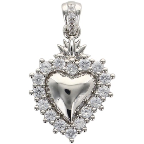Pendentif de l'EX VOTO en laiton de couleur argentée et contour avec zircons H. 1,8 cm