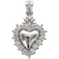 Pendentif de l'EX VOTO en laiton de couleur argentée et contour avec zircons H. 1,8 cm