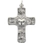 Croix de cou en laiton de couleur argenté avec l'EX-VOTO au centre, hauteur 2.7 cm.