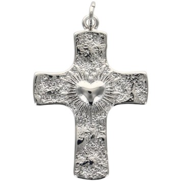 Croix de cou en laiton de couleur argenté avec l'EX-VOTO au centre, hauteur 2.7 cm.