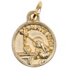 Médaille moulée en métal couleur dorée Ø 1.5 cm. Plusieurs saints.