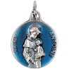 Médaille métal couleur argentée, emmaillé bleu ou rouge Ø 1,8 cm de différents saints. Couleurs différentes selon arrivage..