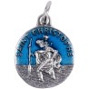 Médaille métal couleur argentée, emmaillé bleu ou rouge Ø 1,8 cm de différents saints. Couleurs différentes selon arrivage..