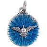 Médaille métal couleur argentée, emmaillé bleu ou rouge Ø 1,8 cm de différents saints. Couleurs différentes selon arrivage..