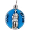 Médaille métal couleur argentée, emmaillé bleu ou rouge Ø 1,8 cm de différents saints. Couleurs différentes selon arrivage..