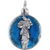Médaille métal couleur argentée, emmaillé bleu ou rouge Ø 1,8 cm de différents saints. Couleurs différentes selon arrivage..