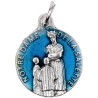 Médaille métal couleur argentée, emmaillé bleu ou rouge Ø 1,8 cm de différents saints. Couleurs différentes selon arrivage..