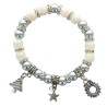 Bracelet de l Avent avec breloque sur élastique, grains irisé Ø 8 mm avec strass. Livre en boite.  Différentes couleurs