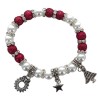 Bracelet de l Avent avec breloque sur élastique, grains irisé Ø 8 mm avec strass. Livre en boite.  Différentes couleurs