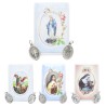 Medaille metal couleur argentee forme ovale H. 2,2 cm dans pochette avec image. Plusieurs saints