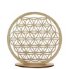 Support Fleur de vie en bois naturel socle diamètre 20 cm..