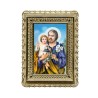 Cadre couleur dorée bord dentelle en plastique H.12 x 9,6 cm avec image, plusieurs saints..