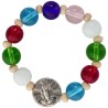 Dizainier sur élastique grains en verre multicolore Ø 8 mm avec résine de la Vierge Miraculeuse.