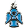 Medaille forme ange metal couleur argentee Ø 1 cm, emaillee plusieurs couleurs.