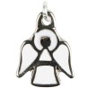 Medaille forme ange metal couleur argentee Ø 1 cm, emaillee plusieurs couleurs.