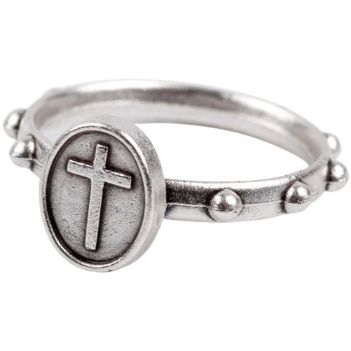 Dizainier bague avec médaille croix Ø 8 mm, LOT DE 3 ASSORTIES..