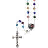 Chapelet grains verre multicolores du Jubilé de l'Espérance a facettes, Ø 6 mm sur chaine, croix avec Christ..