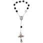 Dizainier sur chaîne grains en hématite forme cube Ø 6 mm, croix métal avec Christ.
