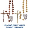 Chapelet du pelerin grains en bois, Ø 20 mm, chaine couleur argentee,  longueur au cœur 72 cm, croix avec Christ.