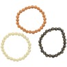 Bracelet sur elastique imitation bois 3 couleurs Ø 7 mm. LOT DE 12.