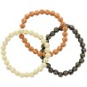 Bracelet sur elastique imitation bois 3 couleurs Ø 7 mm. LOT DE 12.
