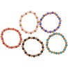 Bracelet sur elastique grains plastique imitation bois et couleur assortie Ø 7 mm. LOT DE 10.