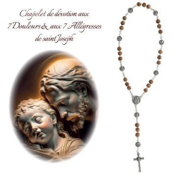 Chapelet de dévotion aux 7 Douleurs et 7 Allégresses de saint Joseph, livré en sachet avec notice explicative