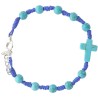 Bracelet dizainier pour enfant sur corde avec fermoir grains et croix en pierre teinte Ø 5 mm Differentes couleurs