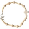 Bracelet dizainier pour enfant sur corde avec fermoir grains et croix en pierre teinte Ø 5 mm Differentes couleurs
