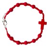 Bracelet dizainier pour enfant sur corde avec fermoir grains et croix en pierre teinte Ø 5 mm Differentes couleurs