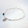 Bracelet dizainier sur chaine grains a facettes et forme rose Ø 5 mm, avec medaille de la V. Miraculeusec. Differentes couleurs.