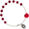 Bracelet dizainier sur chaine grains a facettes et forme rose Ø 5 mm, avec medaille de la V. Miraculeusec. Differentes couleurs.