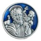 Plaque-auto Saint Christophe argente Ø 3 cm - Emaille bleu