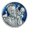 Plaque-auto Saint Christophe argente Ø 3 cm - Emaille bleu