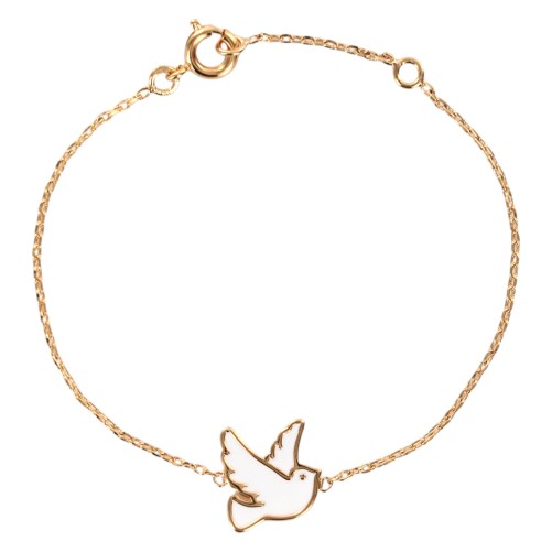Bracelet en plaqué or avec colombe.