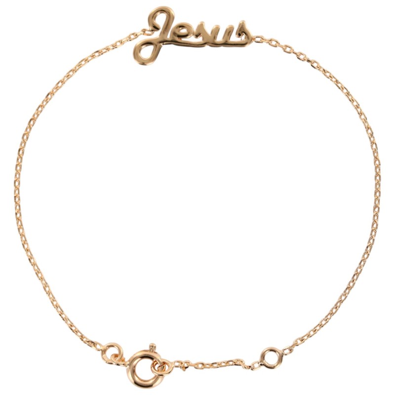 Bracelet en plaqué or avec inscription Jésus..
