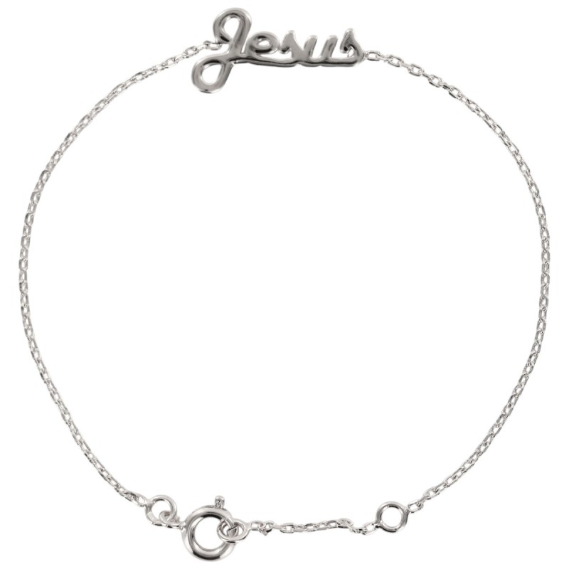 Bracelet enfant en argent 925 °/°° (1.3 g) avec inscription Jésus.