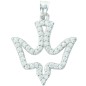 Pendentif colombe ajouré en argent rhodié 925 °/°° avec pierres OZ (1.4 g) H. 2 cm. Livré en boite..