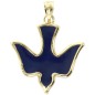 Pendentif colombe émaillé bleu, en plaqué or H. 2 cm. Livré en boite..