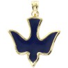 Pendentif colombe émaillé bleu, en plaqué or H. 2 cm. Livré en boite..