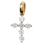 Croix de cou arrondie en plaqué or sertie de pierres OZ – H. 1,5 cm. Livrée en boîte..
