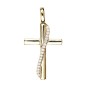 Croix de cou en plaqué or avec liseré, sertie de pierres OZ – H. 2,5 cm. Livrée en boîte..